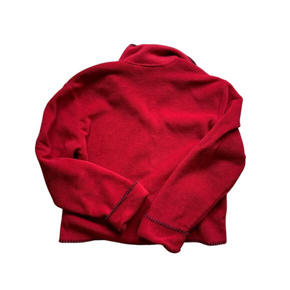 VTG Red Fleece Button Up Jacket Women's Medium Petite - Picture 2 of 5